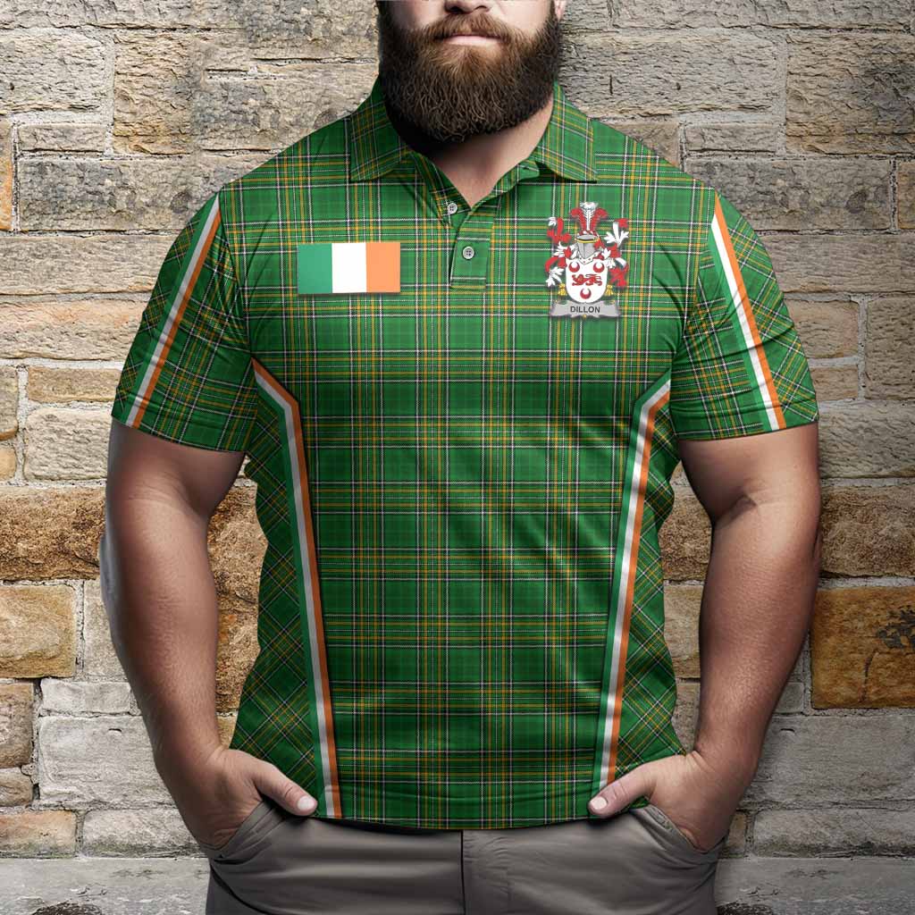 Dillon Irish Clan Coat of Arm Tartan Polo Shirt Flag Style