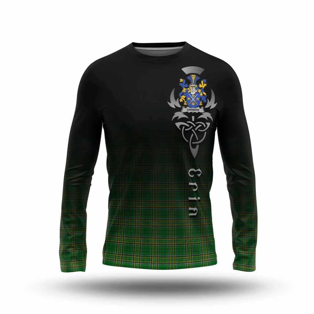 Tartan Vibes Clothing Dinneen Irish Clan Long Sleeve T-Shirt with Coat of Arms Erin Go Bragh Celtic Inspired