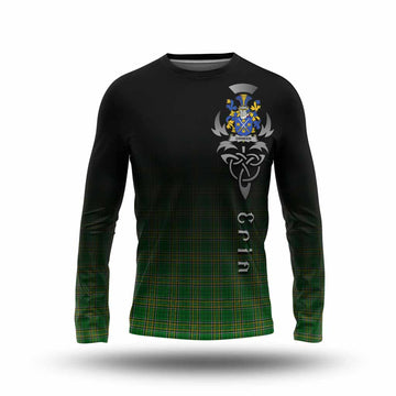 Tartan Vibes Clothing Dinneen Irish Clan Long Sleeve T-Shirt with Coat of Arms Erin Go Bragh Celtic Inspired