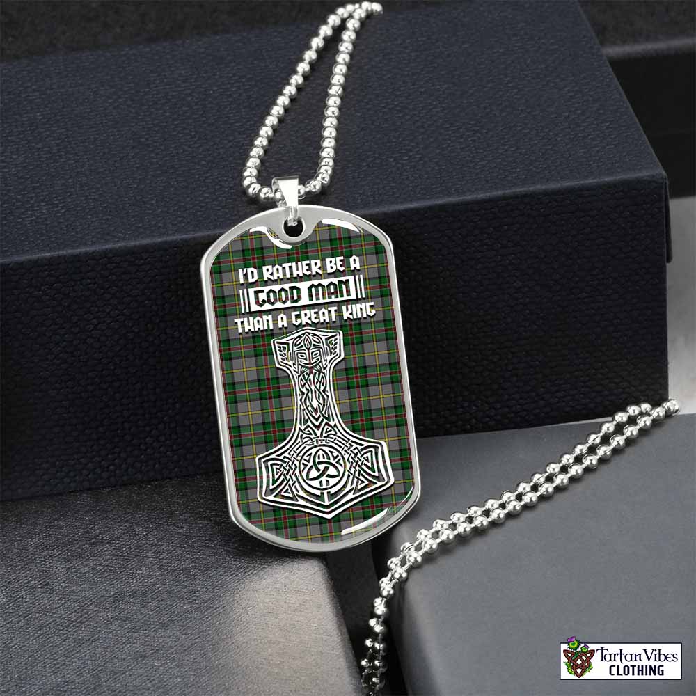 Tartan Vibes Clothing Dinwiddie Tartan Dog Tag Necklace Viking Mjolnir Style