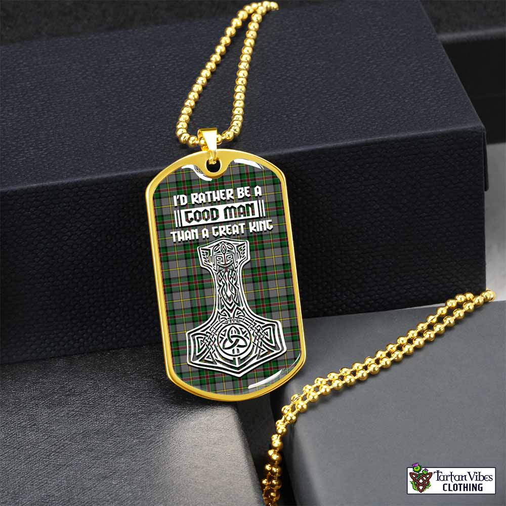Tartan Vibes Clothing Dinwiddie Tartan Dog Tag Necklace Viking Mjolnir Style