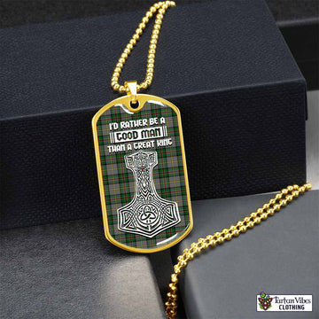 Tartan Vibes Clothing Dinwiddie Tartan Dog Tag Necklace Viking Mjolnir Style