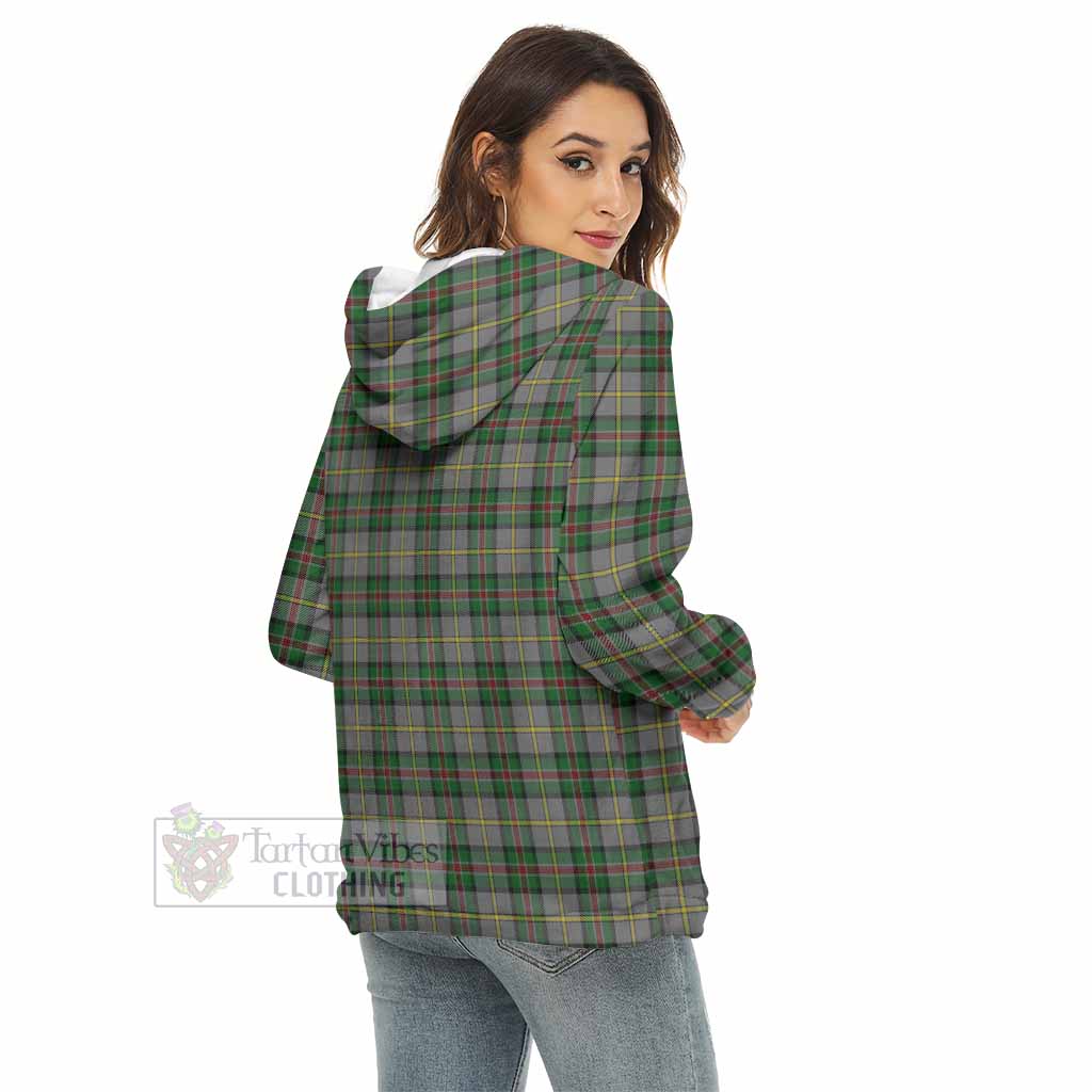 Tartan Vibes Clothing Dinwiddie Tartan Women's Borg  Half Zip Fleece Hoodie