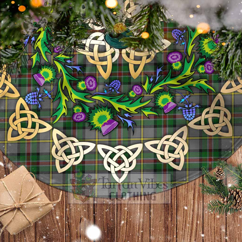 Tartan Vibes Clothing Dinwiddie Tartan Christmas Tree Skirt with Thistle Celtic Knot Style