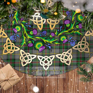 Tartan Vibes Clothing Dinwiddie Tartan Christmas Tree Skirt with Thistle Celtic Knot Style