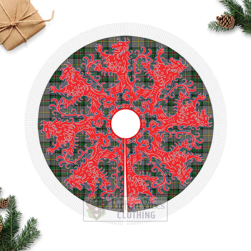Dinwiddie Tartan Christmas Tree Skirt Lion Rampant Style Fringed Tree Skirts - Tartan Vibes Clothing