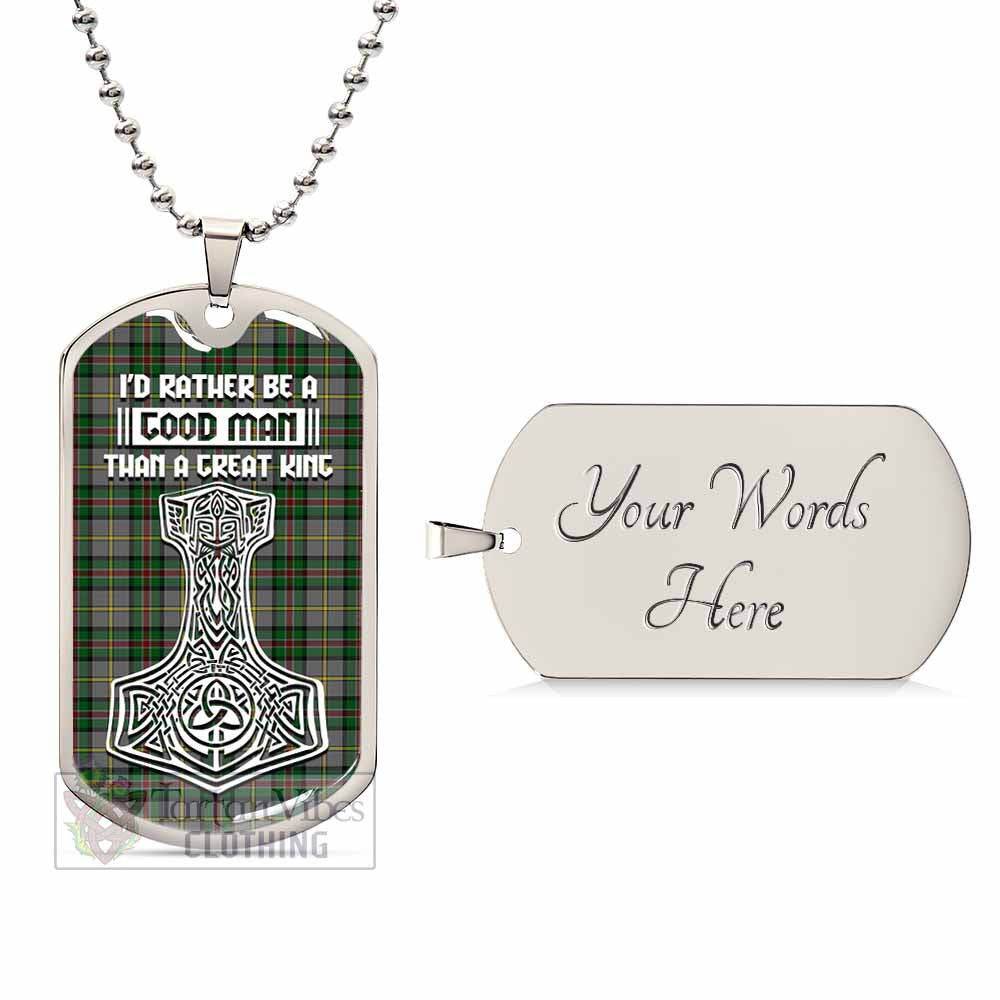 Tartan Vibes Clothing Dinwiddie Tartan Dog Tag Necklace Viking Mjolnir Style