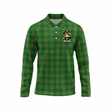 Dixon Irish Clan Tartan Long Sleeve Polo Shirt with Coat of Arms Unisex - Tartan Vibes Clothing