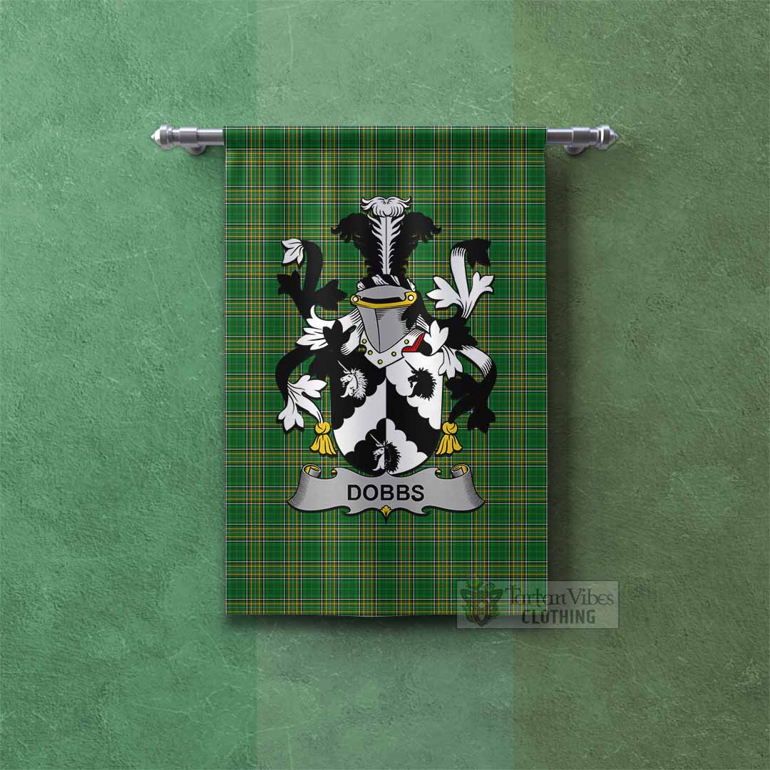 Tartan Vibes Clothing Dobbs Irish Clan Tartan Gonfalon, Tartan Banner with Coat of Arms