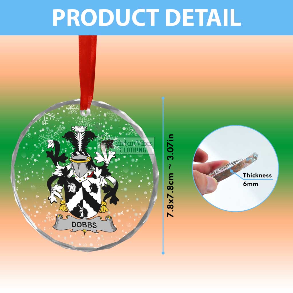 Tartan Vibes Clothing Dobbs Irish Clan Christmas Glass Ornament with Coat of Arms