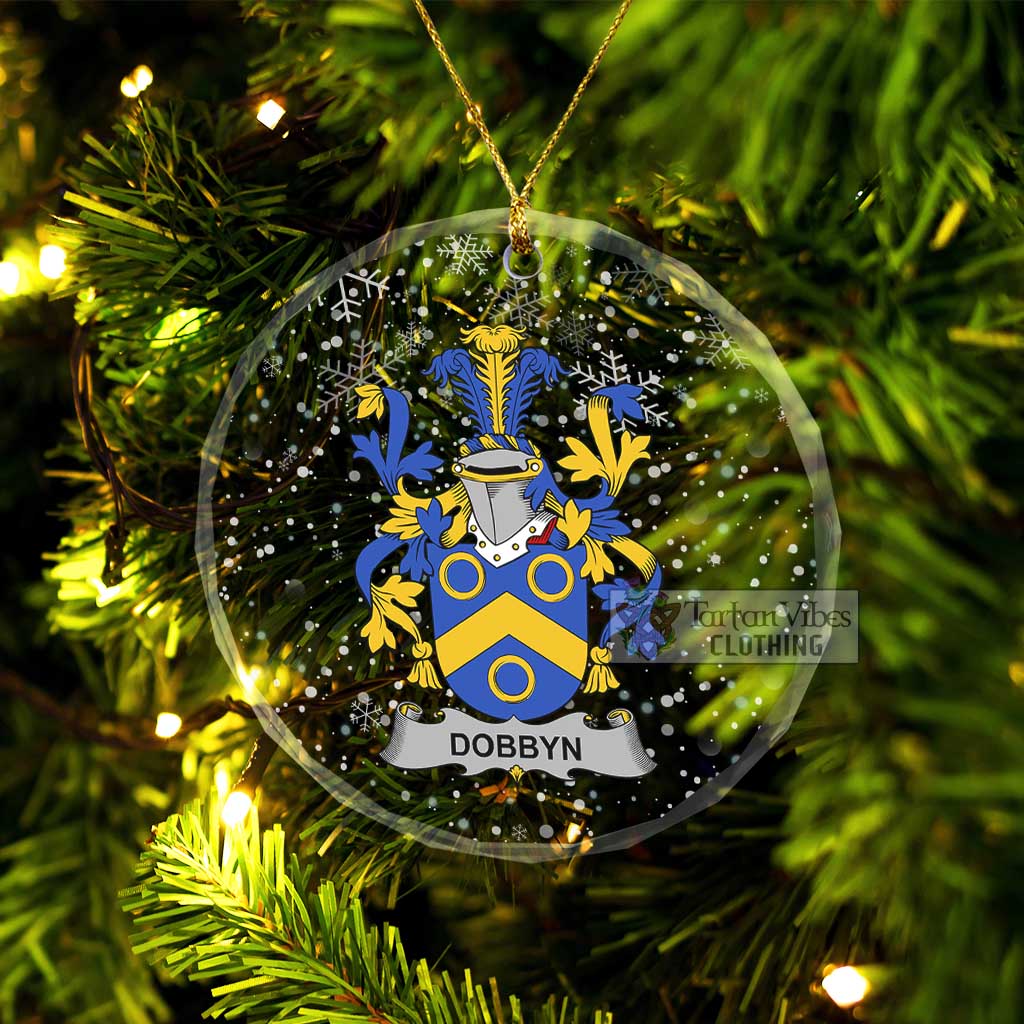 Dobbyn Irish Clan Christmas Glass Ornament with Coat of Arms Transparent Glass Circle - 2D-tartanvibesclothing