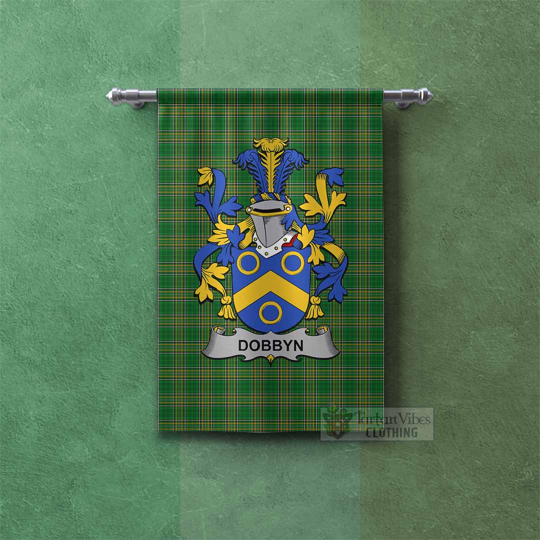 Dobbyn Irish Clan Tartan Gonfalon, Tartan Banner with Coat of Arms Rectangle - Tartan Vibes Clothing