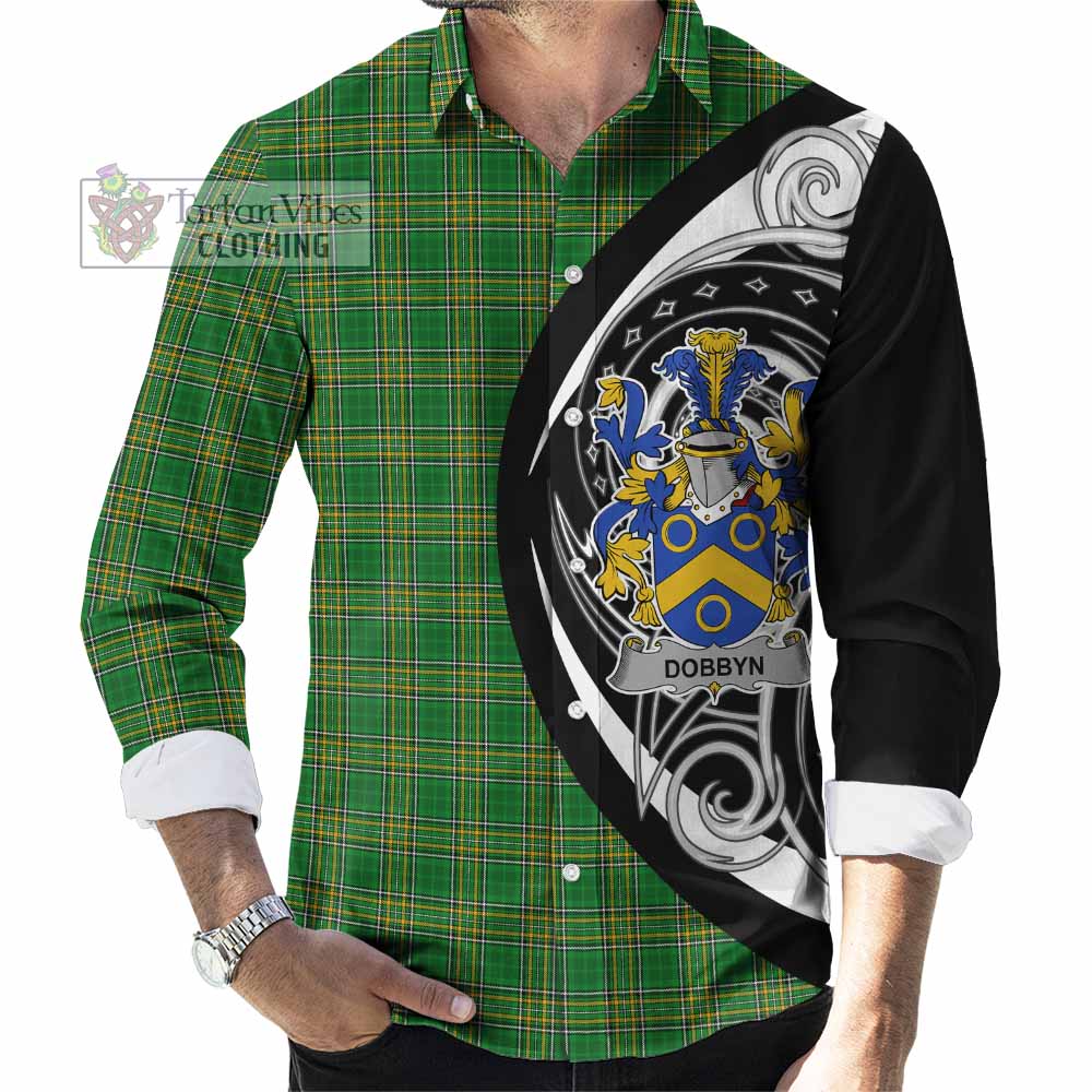 Dobbyn Irish Clan Long Sleeve Button Shirt Celtic Circle Style - Tartan Vibes Clothing