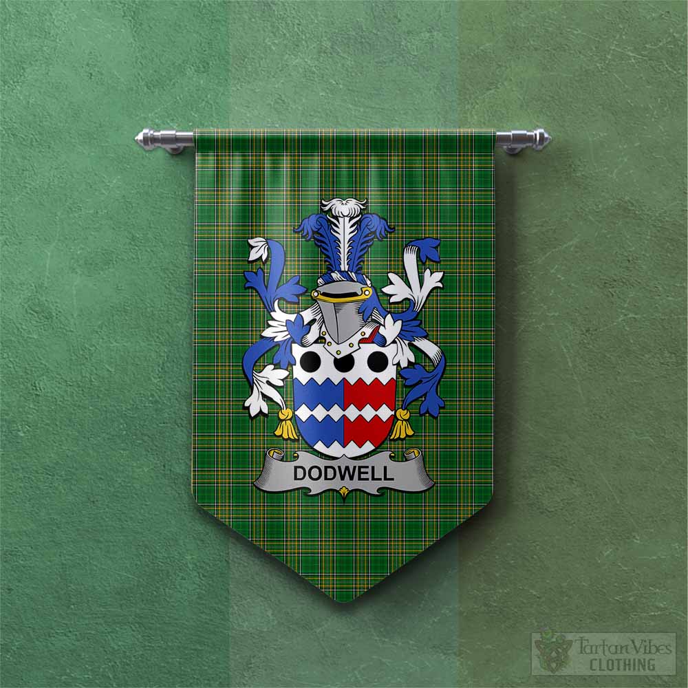 Tartan Vibes Clothing Dodwell Irish Clan Tartan Gonfalon, Tartan Banner with Coat of Arms