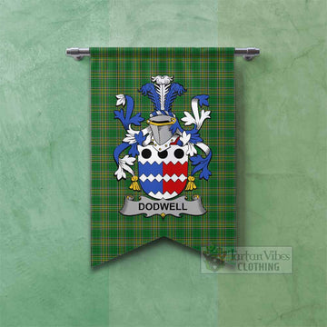 Dodwell Irish Clan Tartan Gonfalon, Tartan Banner with Coat of Arms