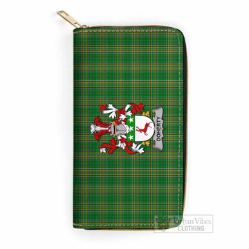 Tartan Vibes Clothing Doherty Irish Clan Tartan Women's Leather Wallet with Coat of Arms