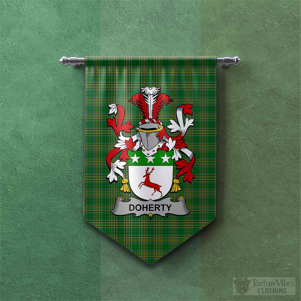 Tartan Vibes Clothing Doherty Irish Clan Tartan Gonfalon, Tartan Banner with Coat of Arms