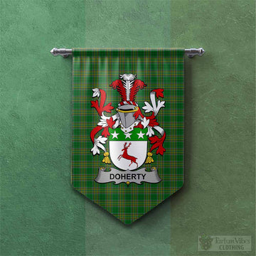 Tartan Vibes Clothing Doherty Irish Clan Tartan Gonfalon, Tartan Banner with Coat of Arms