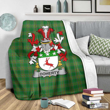 Tartan Vibes Clothing Doherty Irish Clan Tartan Blanket with Coat of Arms