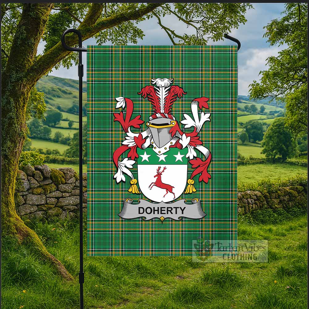 Doherty Irish Clan Tartan Flag with Coat of Arms
