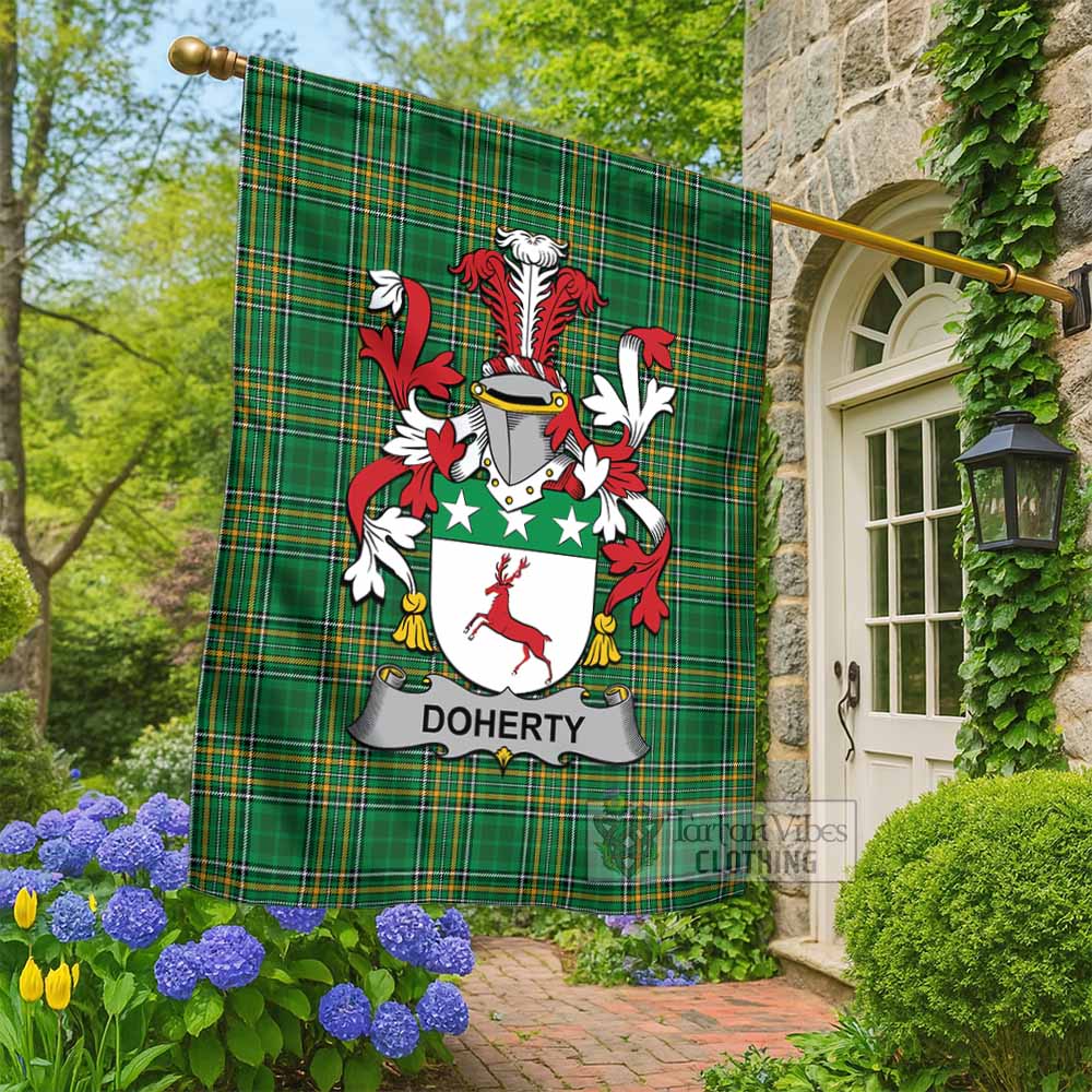 Doherty Irish Clan Tartan Flag with Coat of Arms