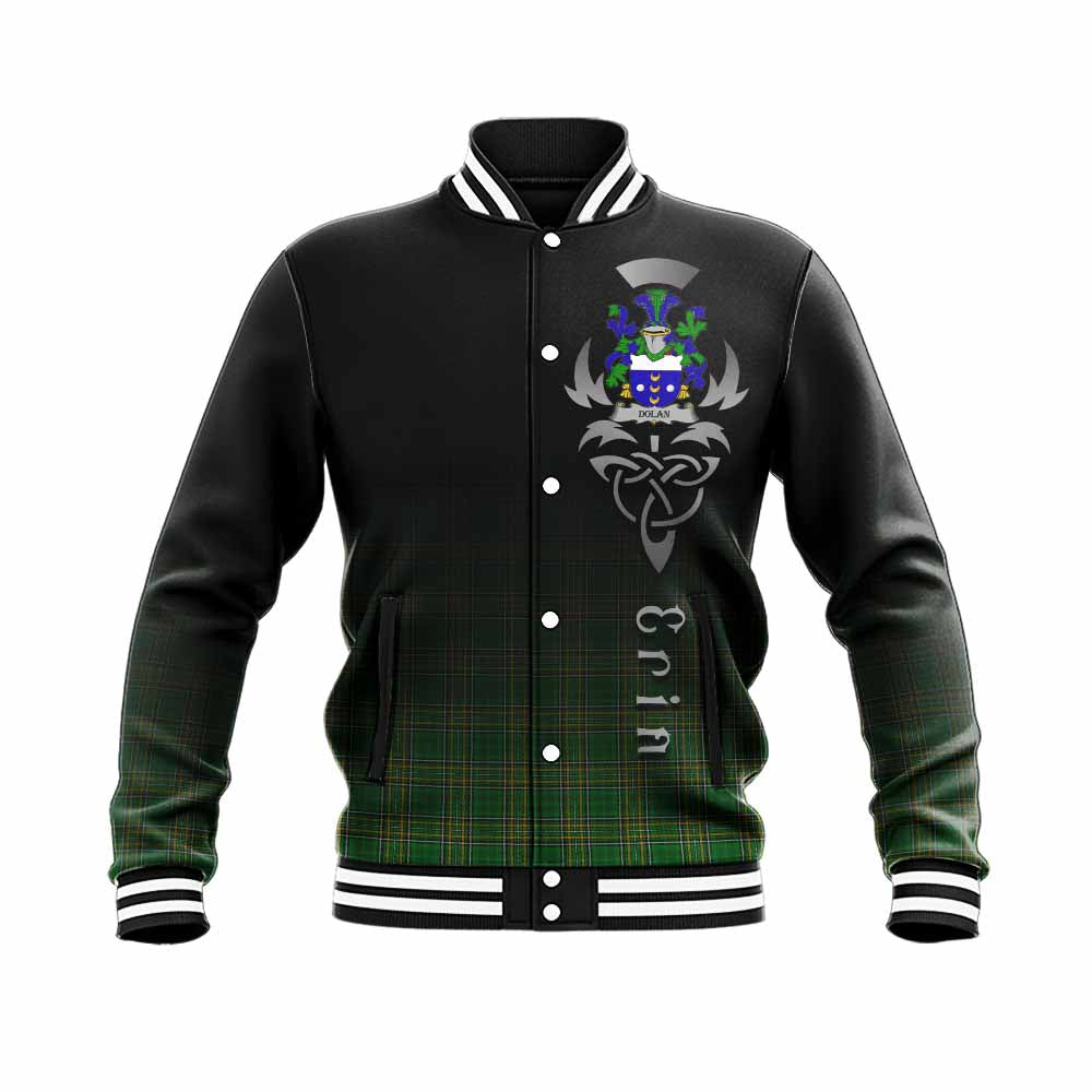 Dolan Irish Clan Baseball Jacket with Coat of Arms Erin Go Bragh Celtic Inspired Unisex - Tartan Vibes Clothing