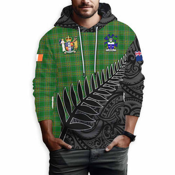 Dolan Irish Clan Tartan Hoodie with Coat of Arms New Zealand Silver Fern Half Style Pullover Hoodie - Tartan Vibes Clothing