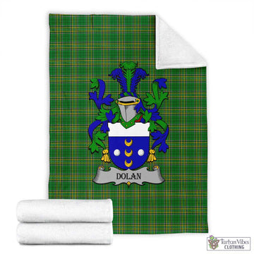 Tartan Vibes Clothing Dolan Irish Clan Tartan Blanket with Coat of Arms