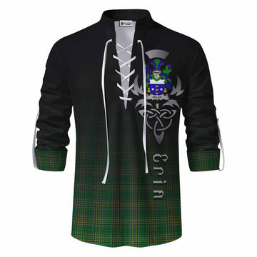 Dolan Irish Clan Ghillie Kilt Shirt with Coat of Arms Erin Go Bragh Celtic Inspired Men - Tartan Vibes Clothing