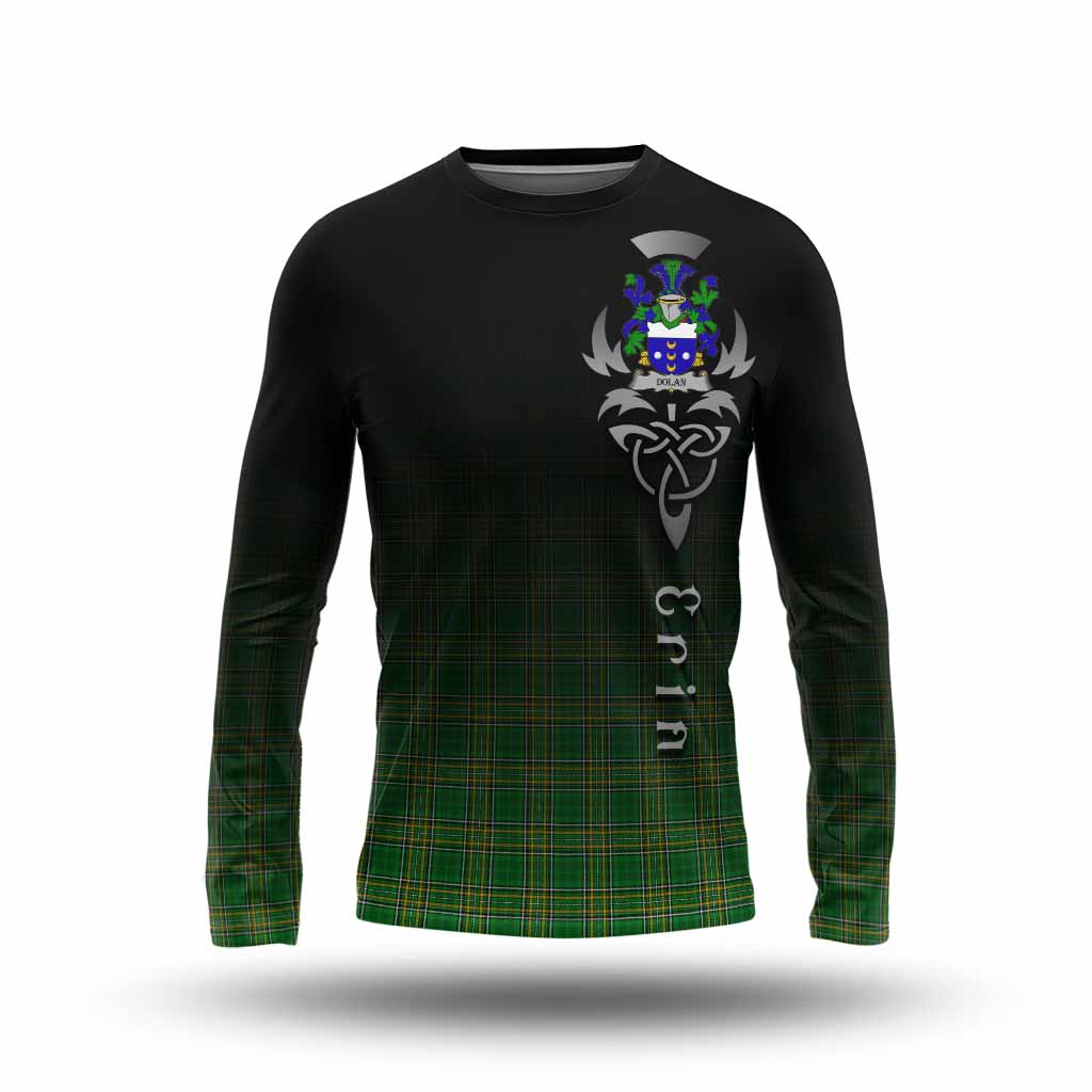 Dolan Irish Clan Long Sleeve T-Shirt with Coat of Arms Erin Go Bragh Celtic Inspired Unisex - Tartan Vibes Clothing
