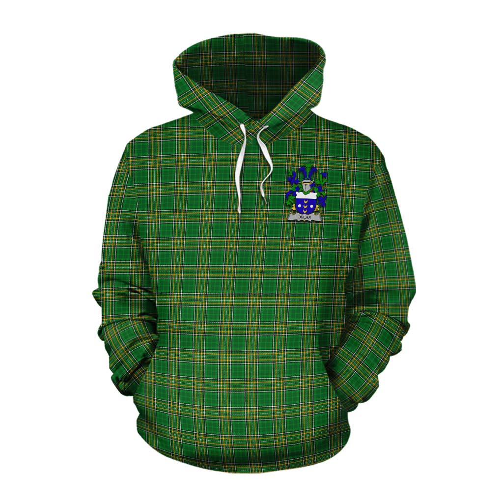 Dolan Irish Clan Tartan Cotton Hoodie with Coat of Arms Pullover Hoodie XS - Tartan Vibes Clothing