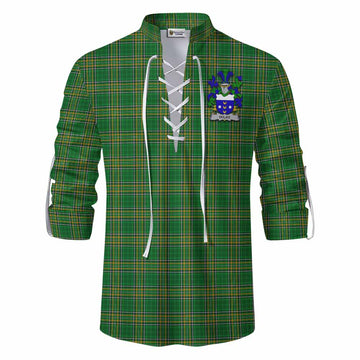 Dolan Irish Clan Tartan Ghillie Kilt Shirt with Coat of Arms Men - Tartan Vibes Clothing