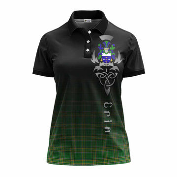 Tartan Vibes Clothing Dolan Irish Clan Women's Polo Shirt with Coat of Arms Erin Go Bragh Celtic Inspired