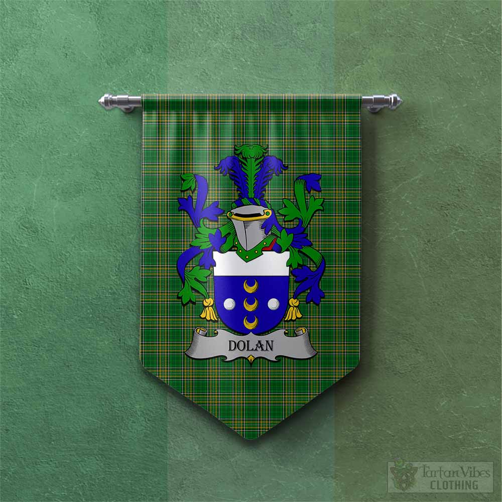 Dolan Irish Clan Tartan Gonfalon, Tartan Banner with Coat of Arms Chevron - Tartan Vibes Clothing