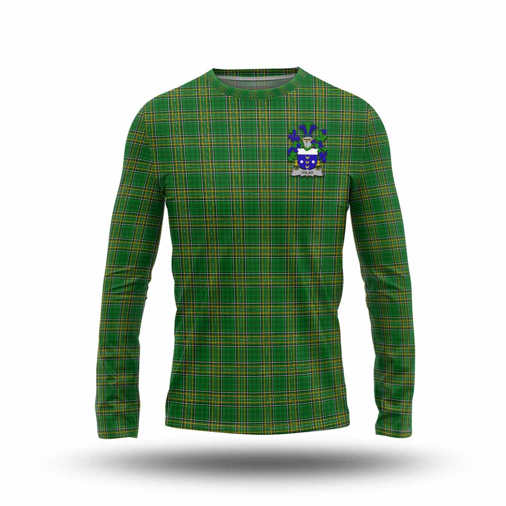 Dolan Irish Clan Tartan Long Sleeve T-Shirt with Coat of Arms Unisex - Tartan Vibes Clothing