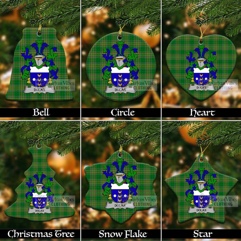 Dolan Irish Clan Tartan Christmas Ceramic Ornament with Coat of Arms Ceramic - Tartan Vibes Clothing