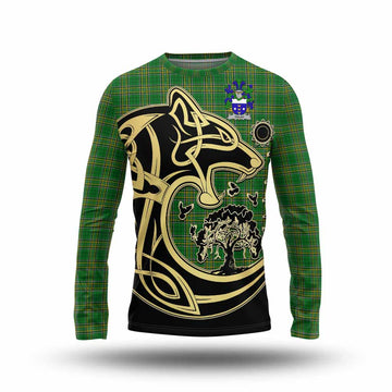 Dolan Irish Tartan Long Sleeve T-Shirt with Coat of Arms Celtic Wolf Style Unisex - Tartan Vibes Clothing