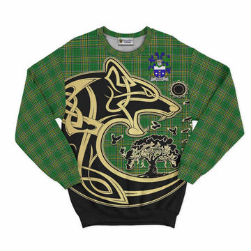 Dolan Irish Tartan Sweatshirt with Coat of Arms Celtic Wolf Style Unisex - Tartan Vibes Clothing