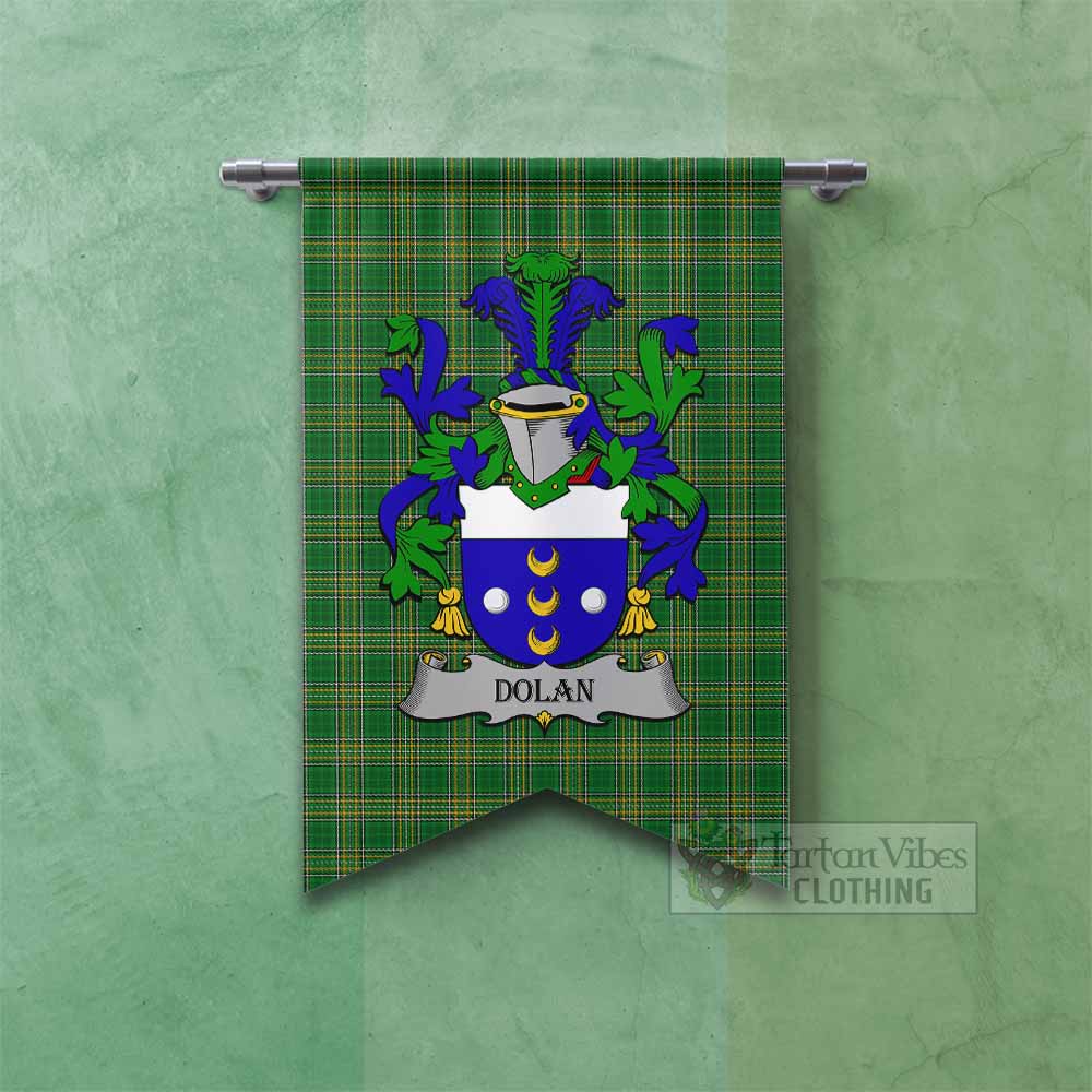 Dolan Irish Clan Tartan Gonfalon, Tartan Banner with Coat of Arms Fishtail - Tartan Vibes Clothing
