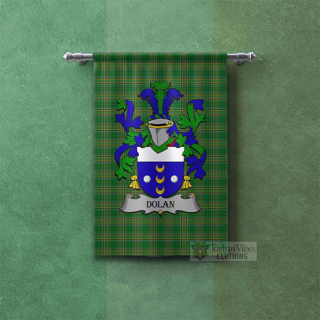 Dolan Irish Clan Tartan Gonfalon, Tartan Banner with Coat of Arms Rectangle - Tartan Vibes Clothing