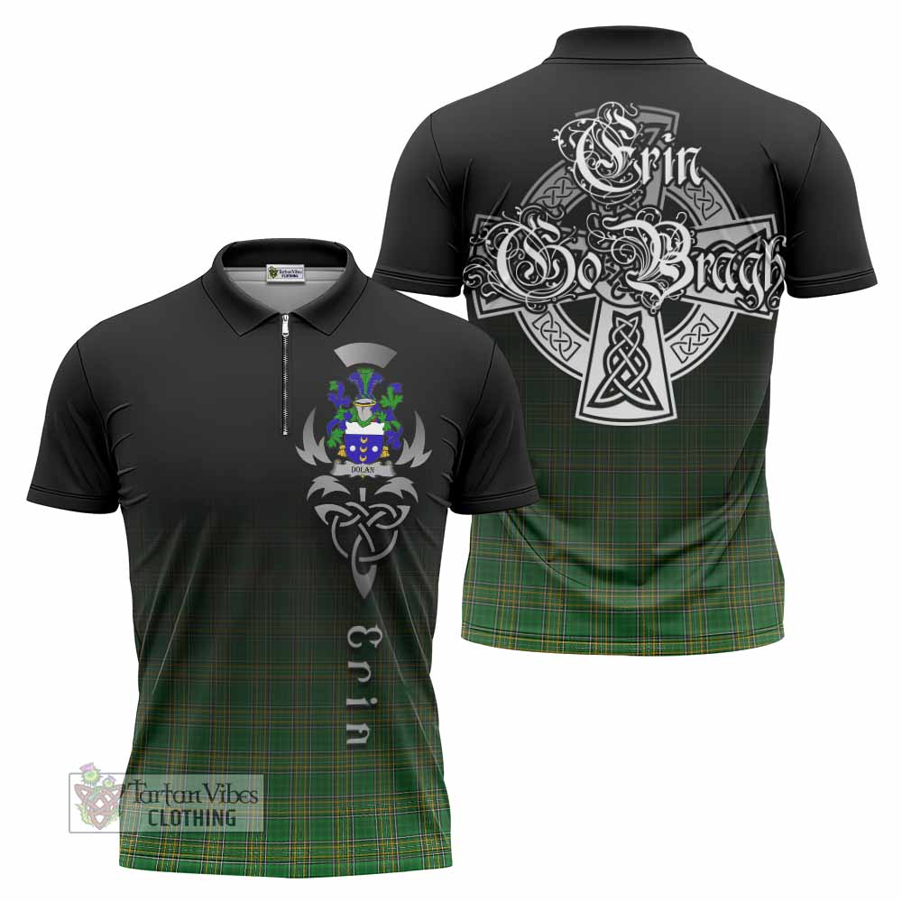 Dolan Irish Clan Zipper Polo Shirt with Coat of Arms Erin Go Bragh Celtic Inspired - Tartan Vibes Clothing