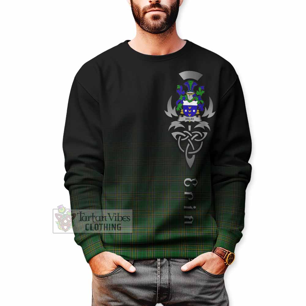 Dolan Irish Clan Sweatshirt with Coat of Arms Erin Go Bragh Celtic Inspired - Tartan Vibes Clothing