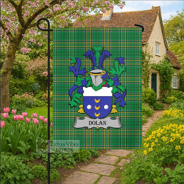 Dolan Irish Clan Tartan Garden Flag with Coat of Arms