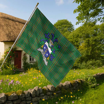 Dolan Irish Clan Tartan House Flag with Coat of Arms