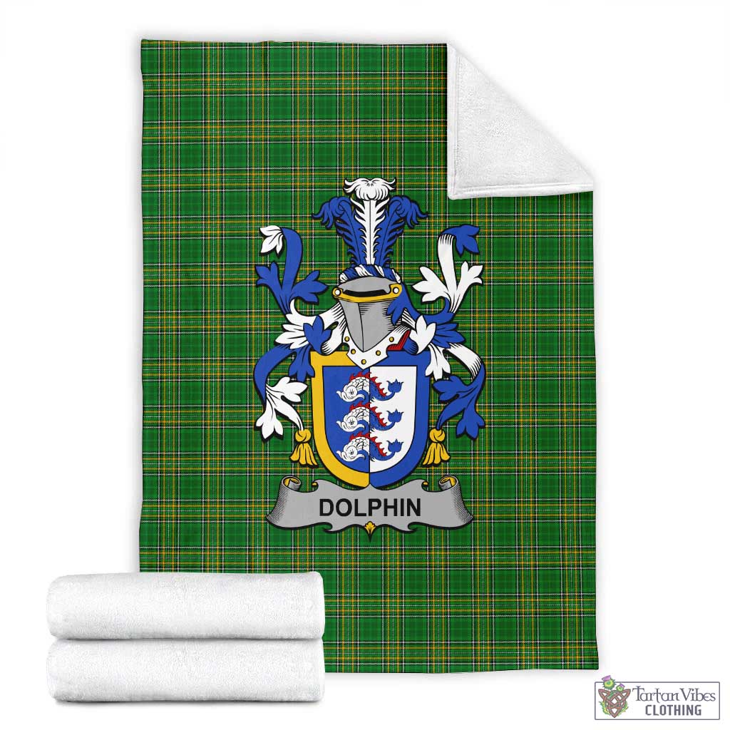 Dolphin Irish Clan Tartan Blanket with Coat of Arms X-Large 59 x 79 inches 150 x 200 cm - Tartan Vibes Clothing
