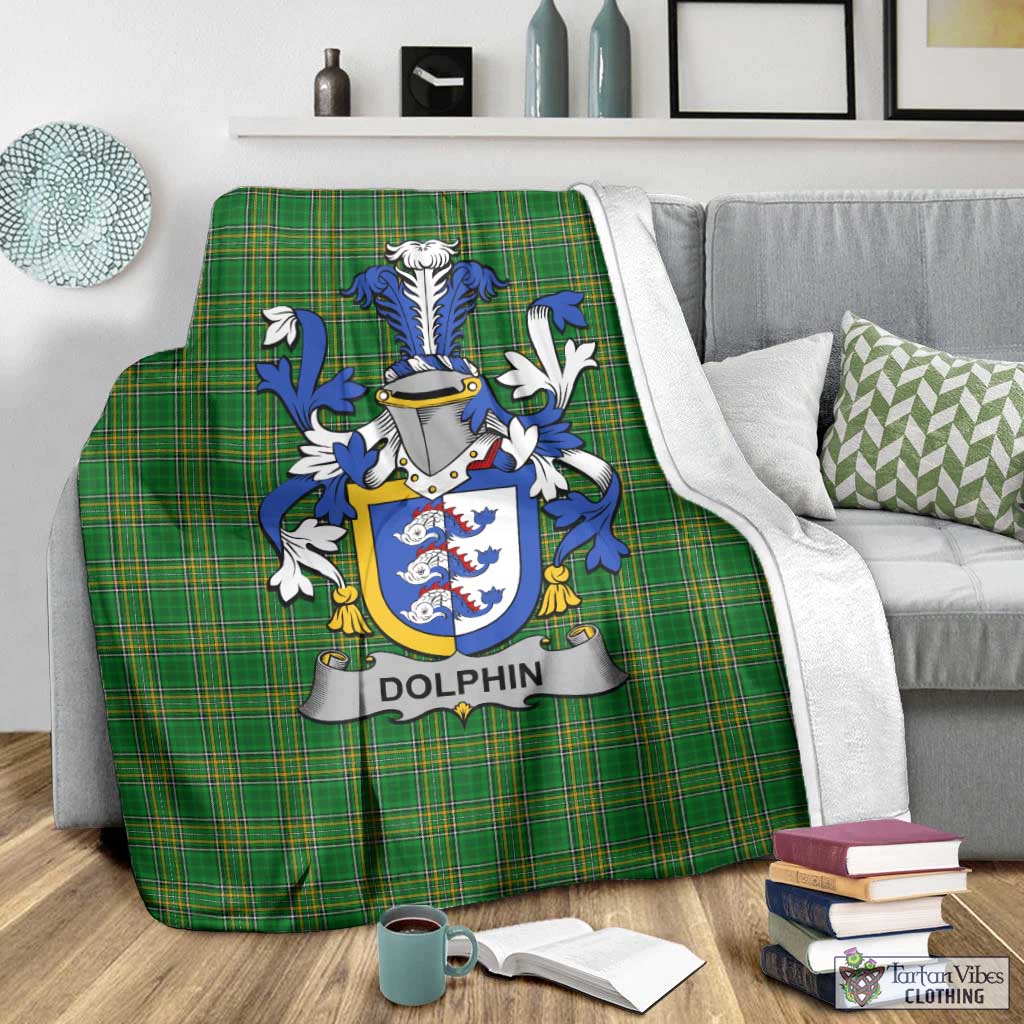 Dolphin Irish Clan Tartan Blanket with Coat of Arms - Tartan Vibes Clothing