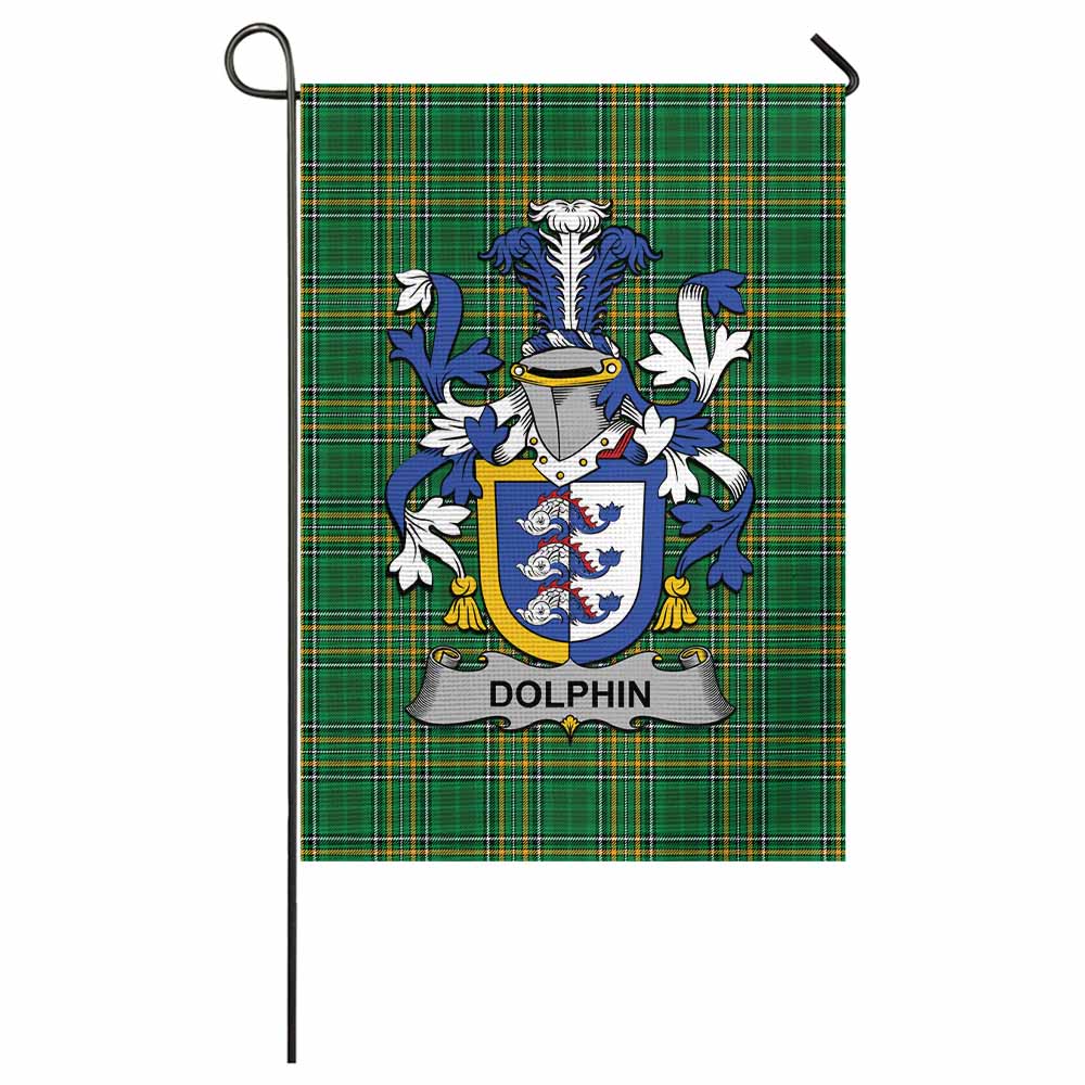 Dolphin Irish Clan Tartan Flag with Coat of Arms