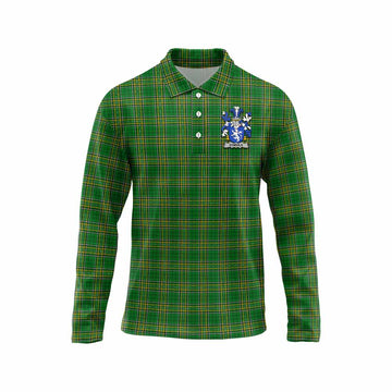 Domvile Irish Clan Tartan Long Sleeve Polo Shirt with Coat of Arms Unisex - Tartan Vibes Clothing