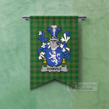 Domvile Irish Clan Tartan Gonfalon, Tartan Banner with Coat of Arms
