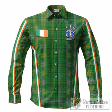 Domvile Irish Clan Coat of Arm Tartan Long Sleeve Button Shirts Flag Style